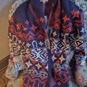 Lucky Brand Multicolor Geometric Cardigan